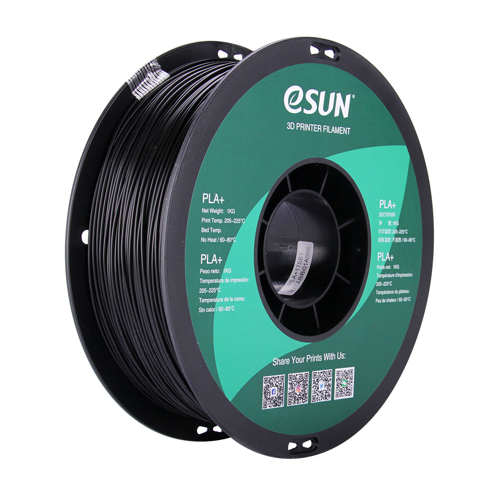 eSUN 1.75mm Black ABS+ 3D Printer Filament 1kg Spool (2.2lbs), Black