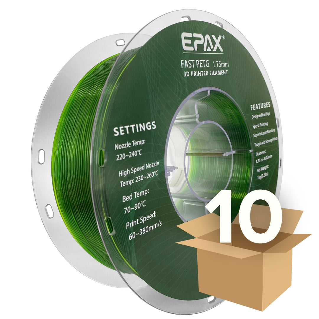 Wholesale case -- 10 spools of EPAX Fast PETG 3D Printer High Speed Filament, 1.75mm 1KG