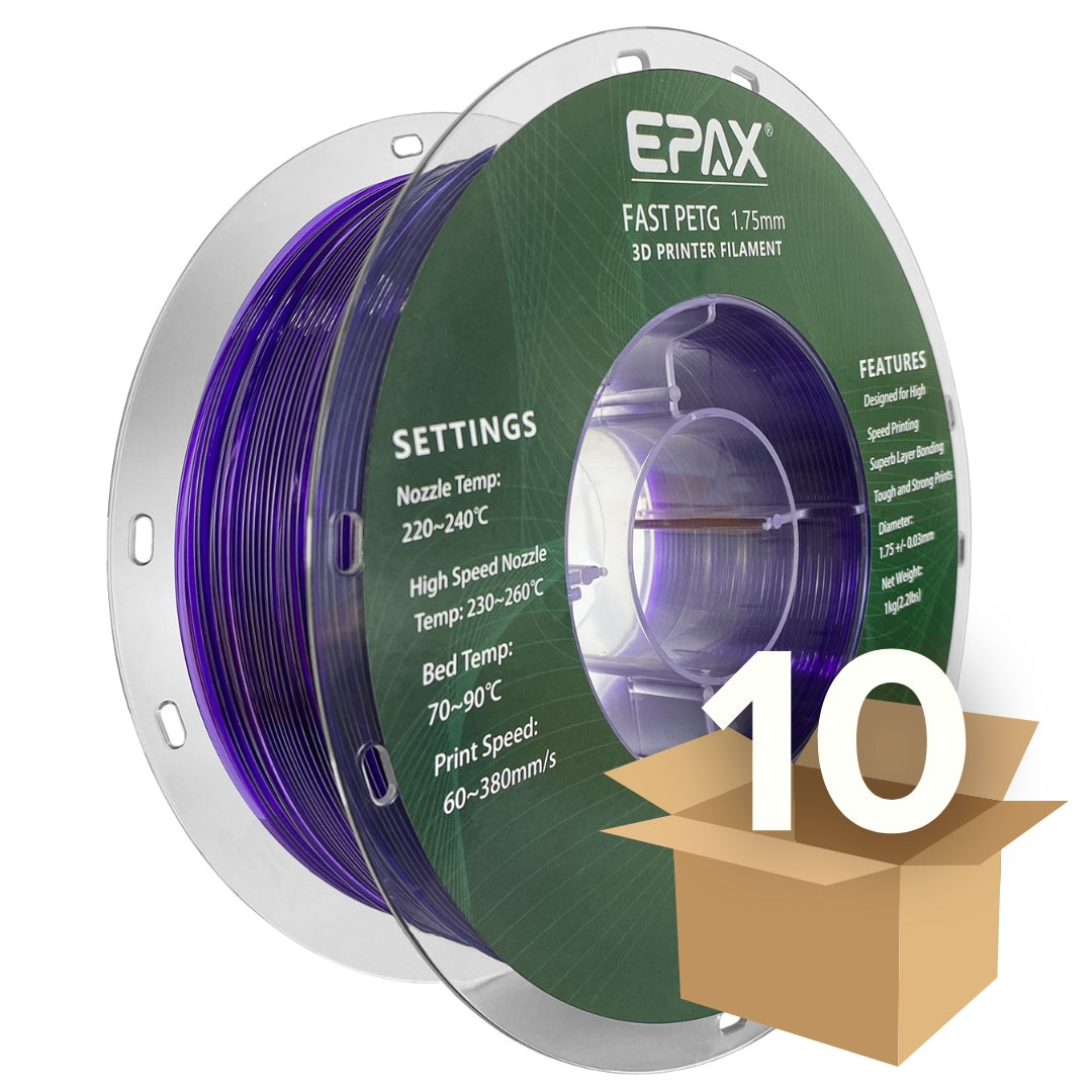 Wholesale case -- 10 spools of EPAX Fast PETG 3D Printer High Speed Filament, 1.75mm 1KG