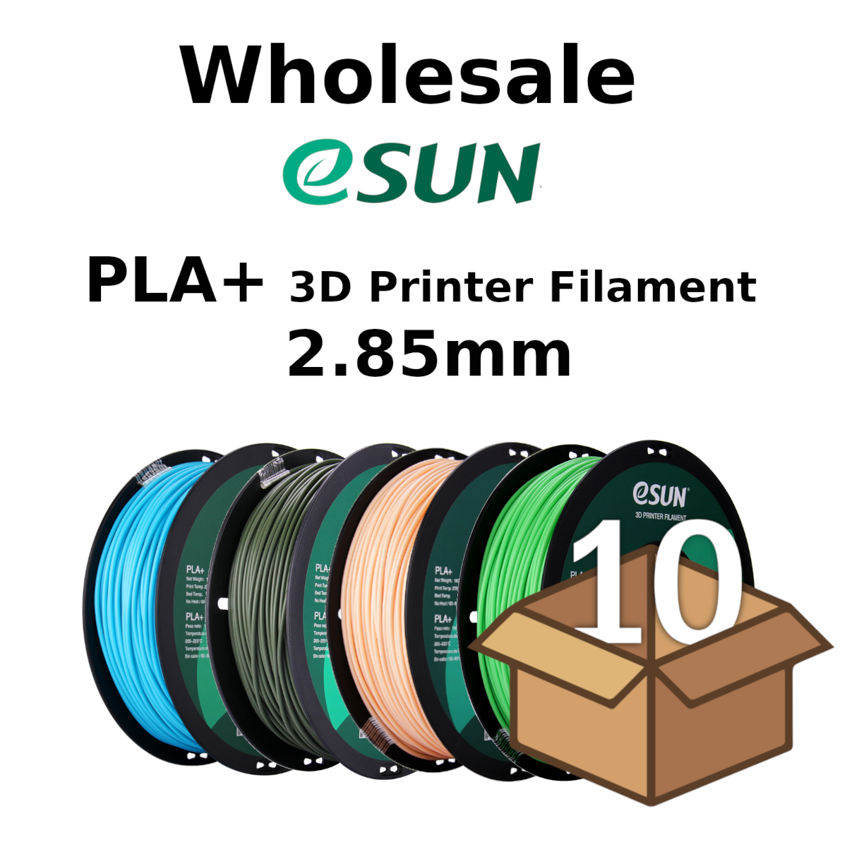 Wholesale Case 2.85 mm eSun PLA+ (10 spools in a case)