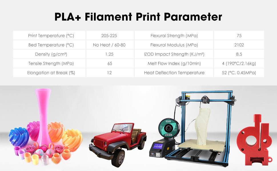 eSUN PLA+ Filament 1.75mm, 3D Printer Filament PLA Plus, Dimensional  Accuracy +/- 0.03mm, 1KG Spool (2.2 LBS) 3D Printing Filament for 3D  Printers Pine Green 