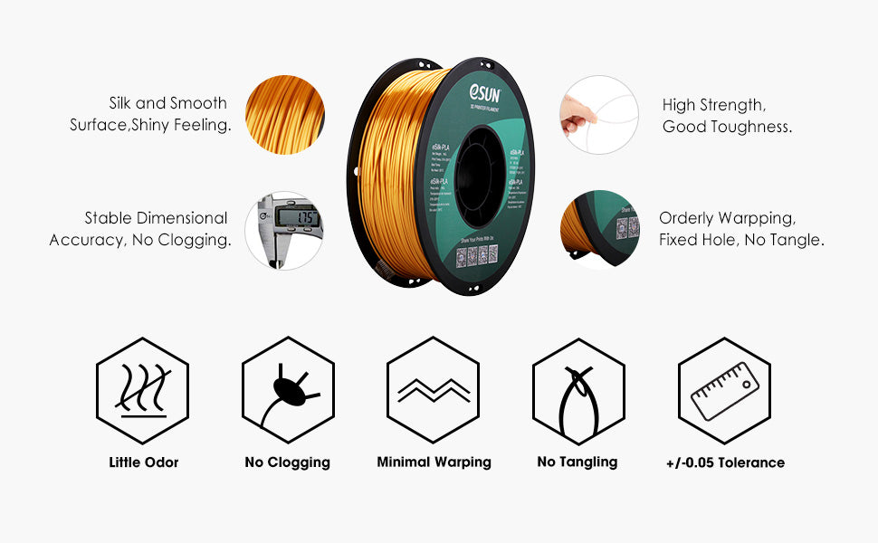 eSUN eSILK PLA Filaments 1.75mm 1KG – INTSERVO 3D Printing Store